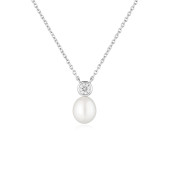 Colier argint cu perla naturala alba si piatra DiAmanti SK23107N_W-G